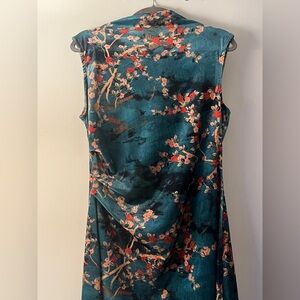 Floral velvet chinoiserie stretch knit dress